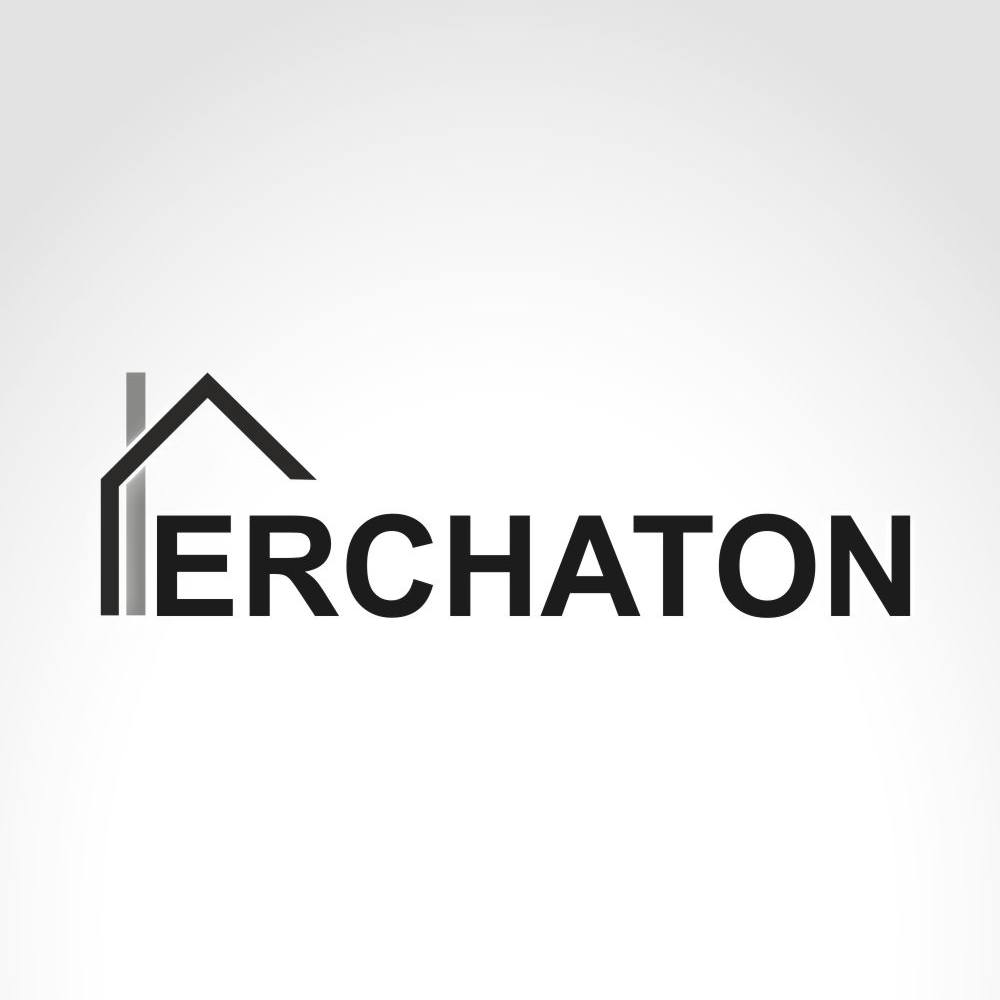 Logo with stylized house roof and pillars forming the letter E followed by the text 'RCHATON'.
